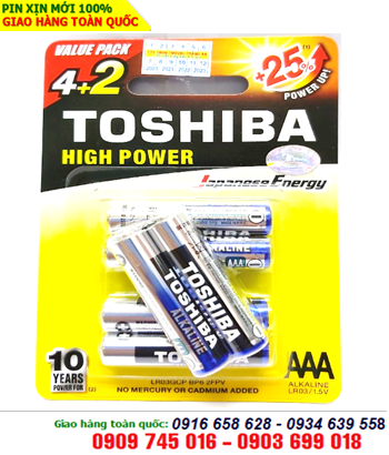 Toshiba LR03GCP BP6-2FPV, Pin đũa AAA 1.5v Alkaline Toshiba LR03GCP BP6-2FPV chính hãng /Loại vỉ 6viên